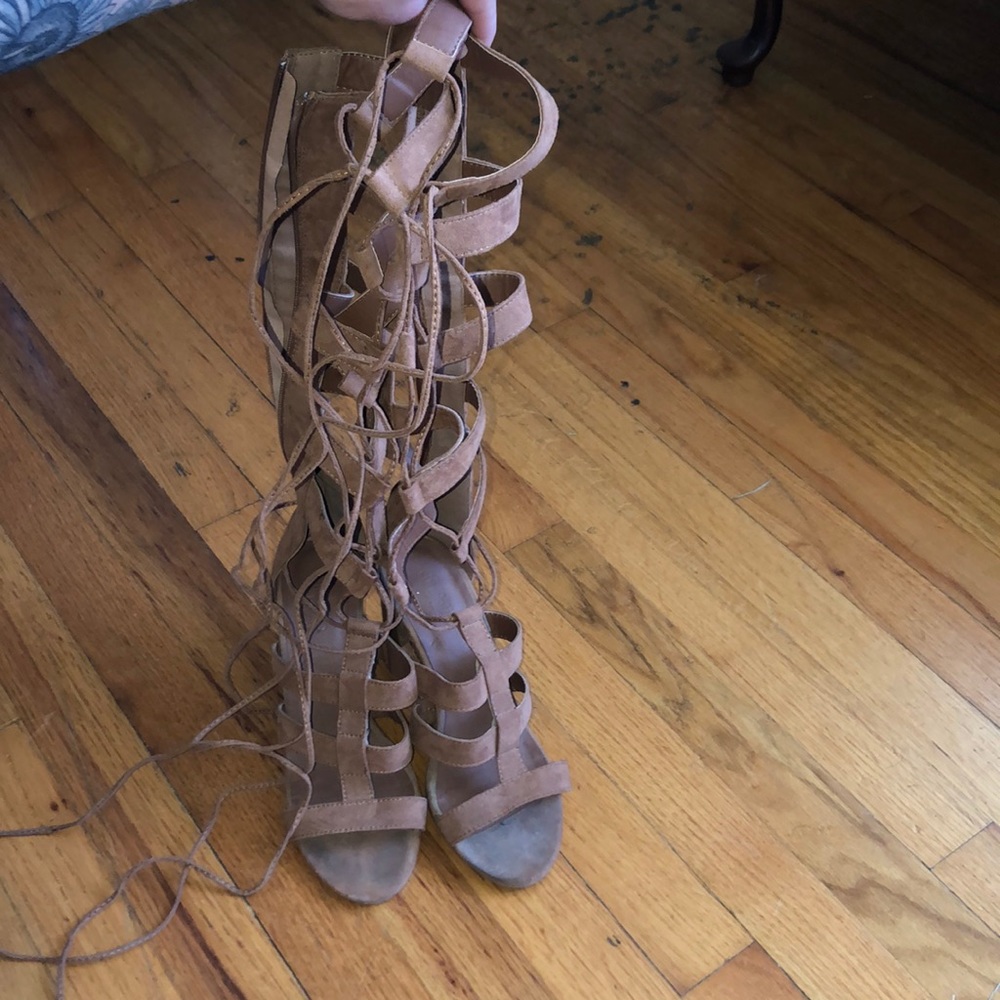 Charlotte Russe strappy brown heeled sandals